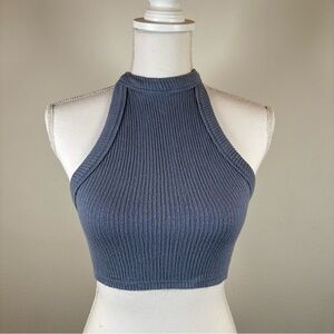 Urban outfitters out from under ribbed halter crop top blue xs/s